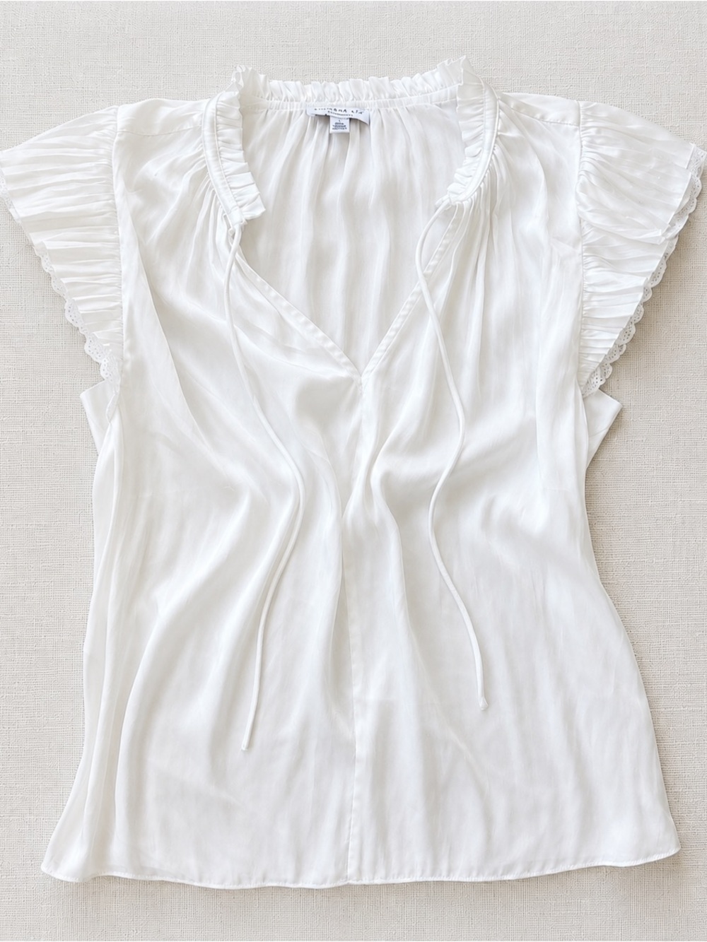 Current Air White Ruffled Tie-Neck Blouse